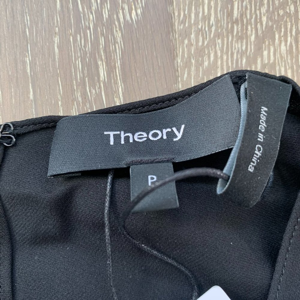 Theory Ruffle Shell blouse in black - Picture 3 of 8